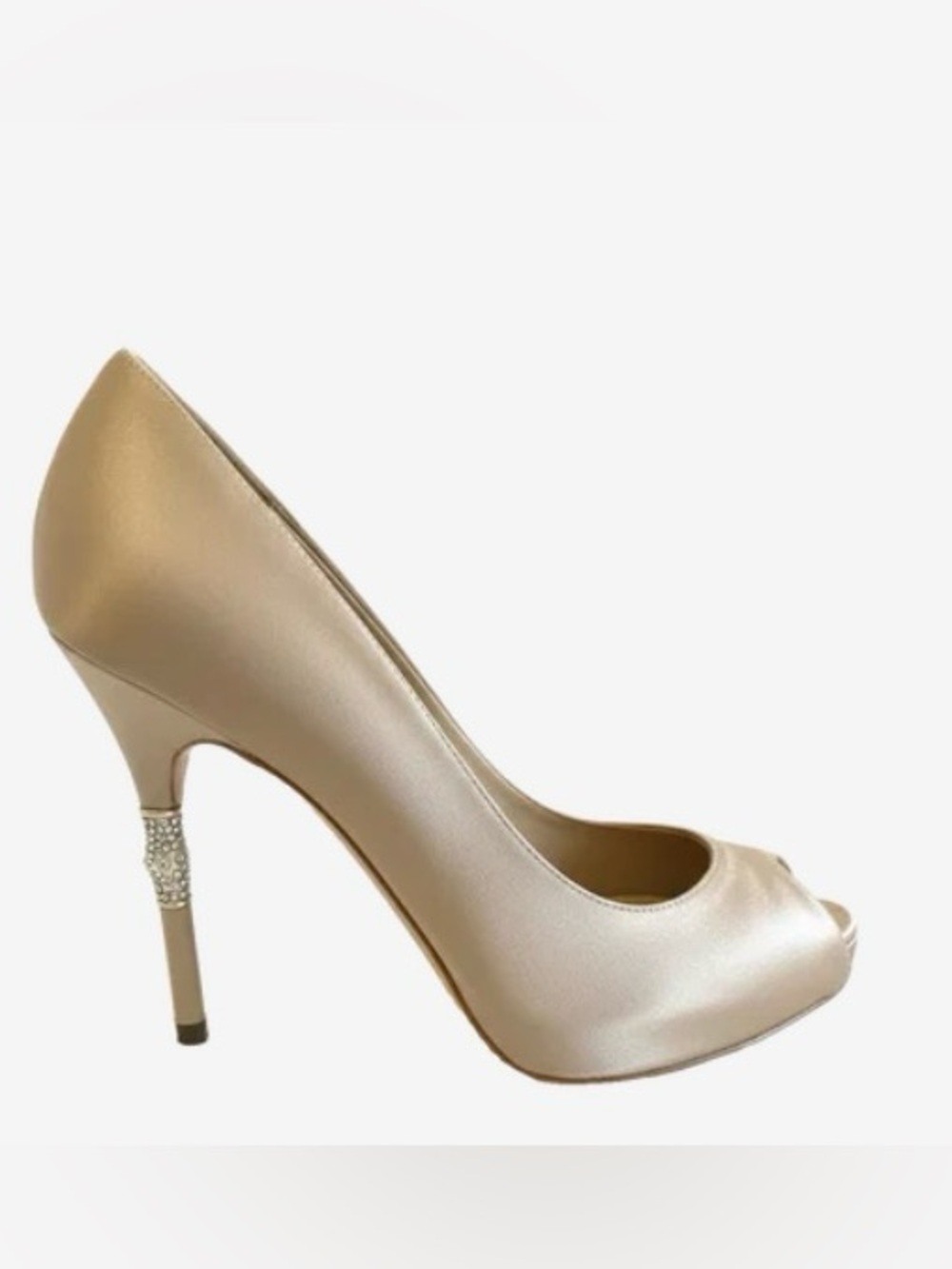 🛍️ Gucci Authentic Satin Crystal-Embellished Peep-Toe Heels